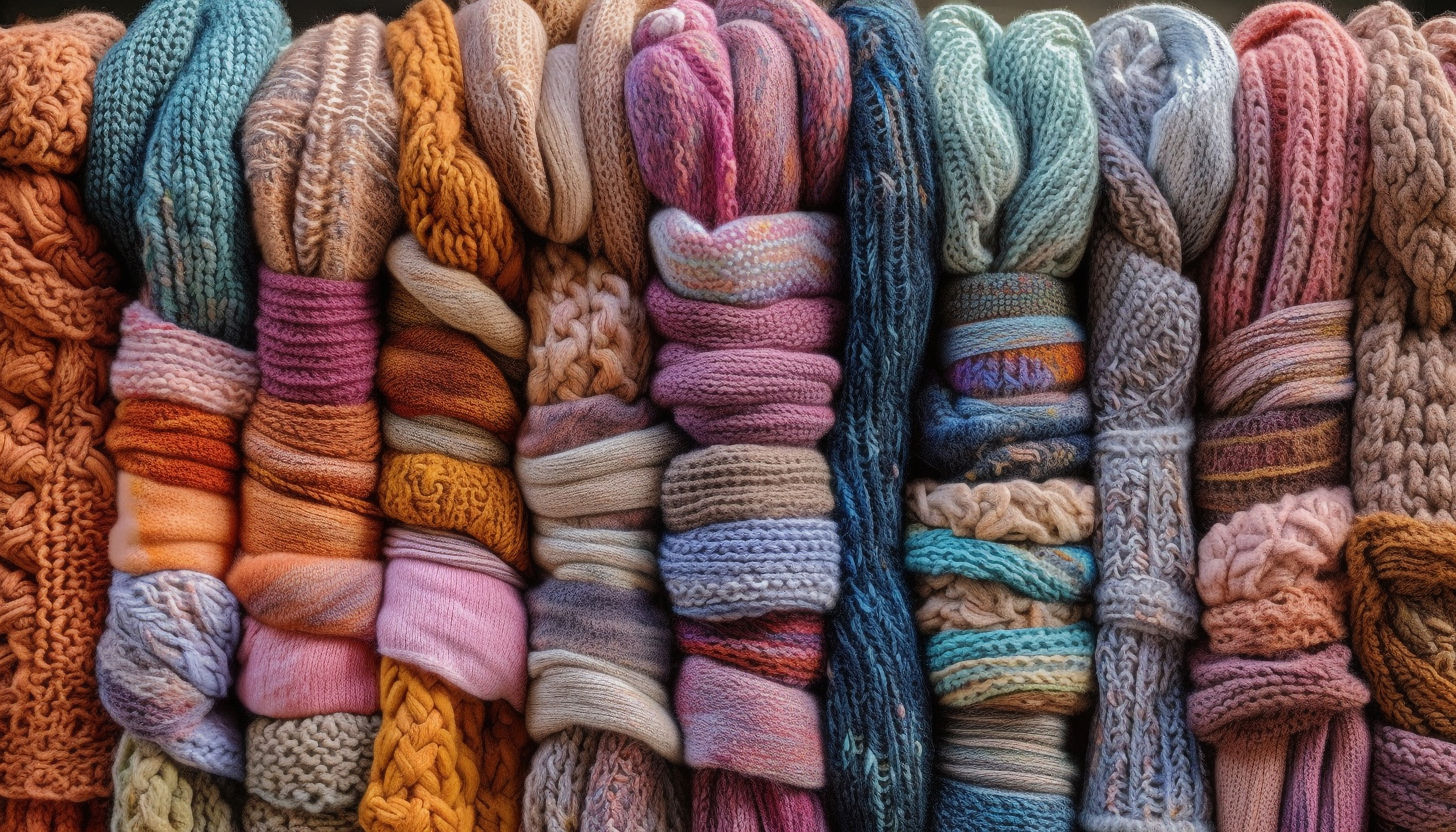 Multi colored woolen garments in a retail store generated by AI